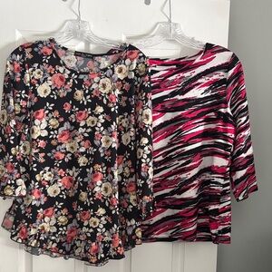 Floral and Striped Women's Blouse Set